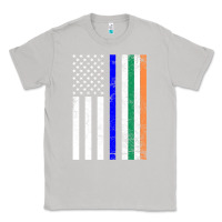 Moon Dust irish american flag thin blue line police st. patrick's day long sleev Classic Tee - linhVisuals