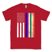 Red irish american flag thin blue line police st. patrick's day long sleev Classic Tee - linhVisuals