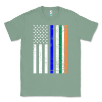 Sage irish american flag thin blue line police st. patrick's day long sleev Classic Tee - linhVisuals