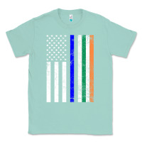 Seafoam irish american flag thin blue line police st. patrick's day long sleev Classic Tee - linhVisuals
