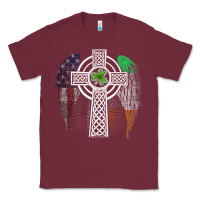 Burgundy irish american usa flag celtic cross st patrick's day premium t shirt Classic Tee - linhVisuals