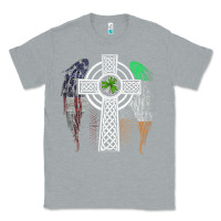 Heather Grey irish american usa flag celtic cross st patrick's day premium t shirt Classic Tee - linhVisuals