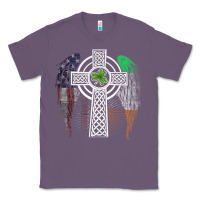 Lavender irish american usa flag celtic cross st patrick's day premium t shirt Classic Tee - linhVisuals