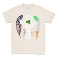 Natural irish american usa flag celtic cross st patrick's day premium t shirt Classic Tee - linhVisuals