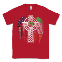 Red irish american usa flag celtic cross st patrick's day premium t shirt Classic Tee - linhVisuals