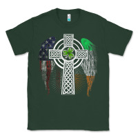 Sports Green irish american usa flag celtic cross st patrick's day premium t shirt Classic Tee - linhVisuals