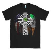 Irish American Usa Flag Celtic Cross St Patrick's Day Premium T Shirt Classic Tee | Teevron