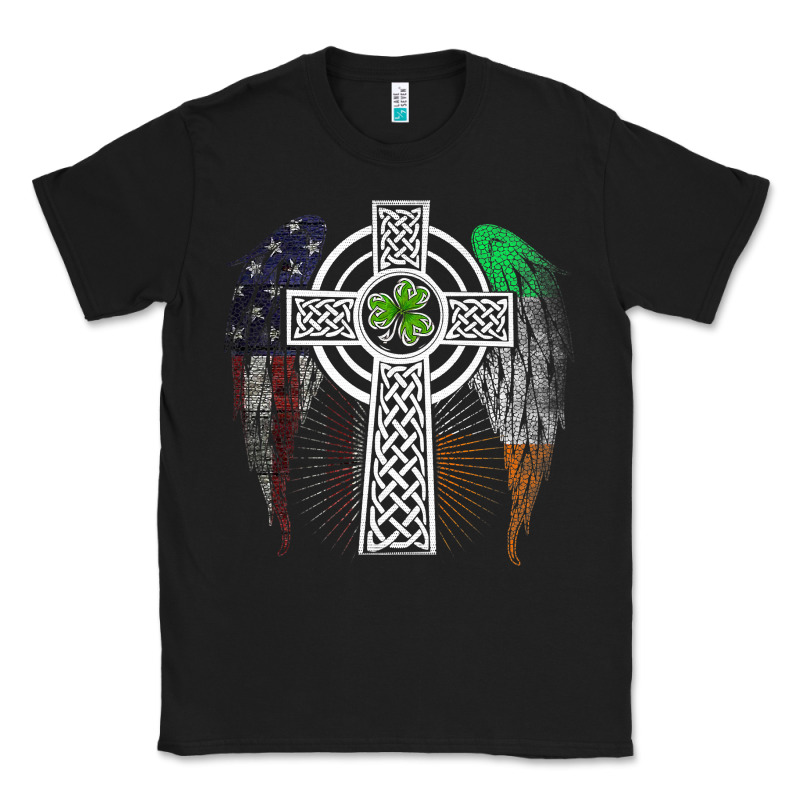 Irish American Usa Flag Celtic Cross St Patrick's Day Premium T Shirt Classic Tee by linhVisuals | Teevron