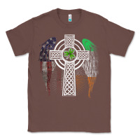 Chestnut irish american usa flag celtic cross st patrick's day premium t shirt Classic Tee - linhVisuals