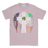 Lilac irish american usa flag celtic cross st patrick's day premium t shirt Classic Tee - linhVisuals