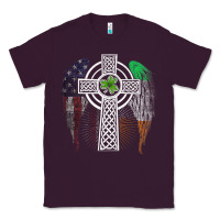 Plum irish american usa flag celtic cross st patrick's day premium t shirt Classic Tee - linhVisuals