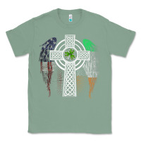 Sage irish american usa flag celtic cross st patrick's day premium t shirt Classic Tee - linhVisuals