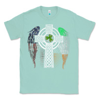 Seafoam irish american usa flag celtic cross st patrick's day premium t shirt Classic Tee - linhVisuals