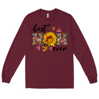 Burgundy best mom ever with sunflower Long Sleeve Tee - Artiststas