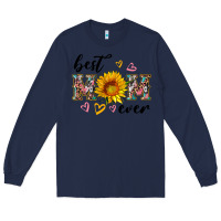 Navy best mom ever with sunflower Long Sleeve Tee - Artiststas