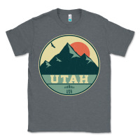 Charcoal Heather utah retro mountain badge Classic Tee - linhVisuals