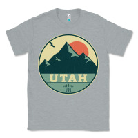 Heather Grey utah retro mountain badge Classic Tee - linhVisuals