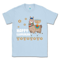Dusty Blue happy llamakah llama withorah jewish Classic Tee - linhVisuals