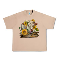 Burro charolais cow with sunflowers Urban Heavy Tee - LillyAllenDesigns