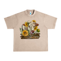French Oak charolais cow with sunflowers Urban Heavy Tee - LillyAllenDesigns