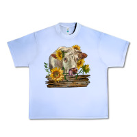 Grape Ice charolais cow with sunflowers Urban Heavy Tee - LillyAllenDesigns