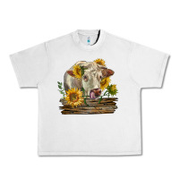 Lunar Rock charolais cow with sunflowers Urban Heavy Tee - LillyAllenDesigns