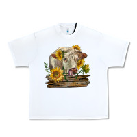 White charolais cow with sunflowers Urban Heavy Tee - LillyAllenDesigns