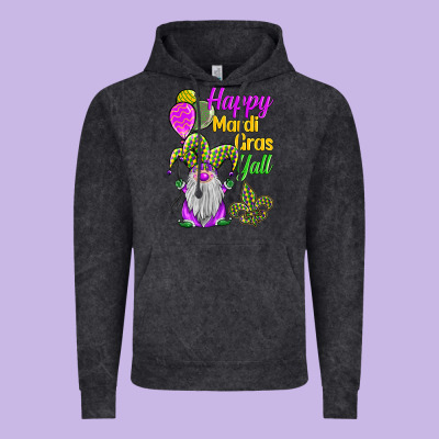 Happy Mardi Gras Y'all Vintage Hoodie Designed By Barkaloodesign