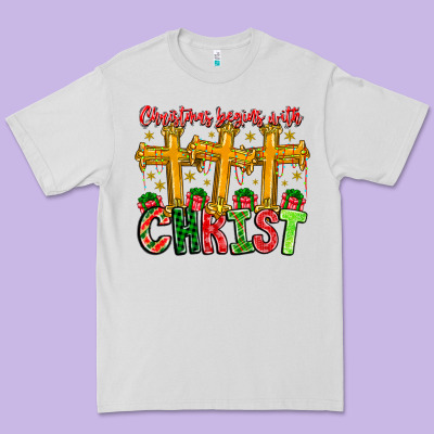 Christmas Begins With Christ Premium Tee Designed By Cowhidedigitalart