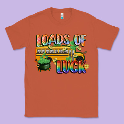 Loads Of Luck With School Bus St. Patrick's Day Classic Tee Designed By Fadigitalartstudio