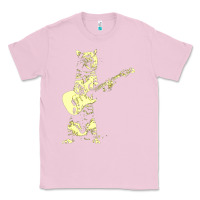 Bubblegum Pink cat playing guitar Classic Tee - linhVisuals