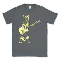 Charcoal Heather cat playing guitar Classic Tee - linhVisuals