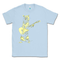 Dusty Blue cat playing guitar Classic Tee - linhVisuals