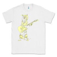 White cat playing guitar Classic Tee - linhVisuals