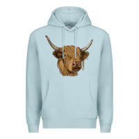 Blue Mist highland cow Premium Hoodie - RanaPortraitStore