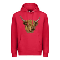 Cardinal highland cow Premium Hoodie - RanaPortraitStore