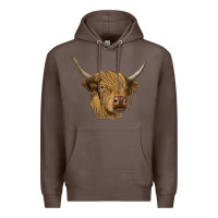 Coffee highland cow Premium Hoodie - RanaPortraitStore