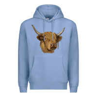 Colony Blue highland cow Premium Hoodie - RanaPortraitStore