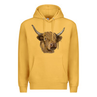 Mustard highland cow Premium Hoodie - RanaPortraitStore