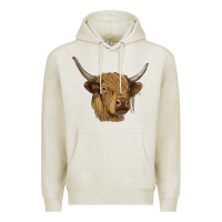 Oatmeal Heather highland cow Premium Hoodie - RanaPortraitStore