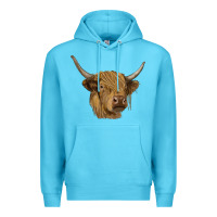 Ocean Blue highland cow Premium Hoodie - RanaPortraitStore