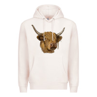 Pale Pink highland cow Premium Hoodie - RanaPortraitStore