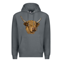 Rock highland cow Premium Hoodie - RanaPortraitStore