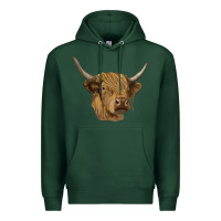 Sports Green highland cow Premium Hoodie - RanaPortraitStore