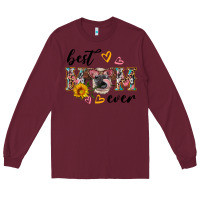 Burgundy best mom ever with cow Long Sleeve Tee - Artiststas