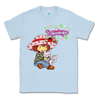 Dusty Blue strawberry shortcake and cat Classic Tee - linhVisuals