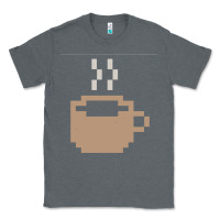 Charcoal Heather pixel coffee Classic Tee - linhVisuals