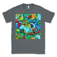 Charcoal Heather boy child coffee cup and teddy bear with thunderbolts and camouflage s Classic Tee - BundleAndBundleShop