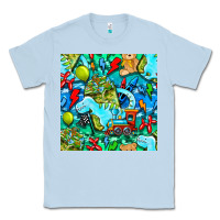 Dusty Blue boy child coffee cup and teddy bear with thunderbolts and camouflage s Classic Tee - BundleAndBundleShop