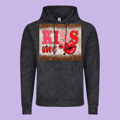Valentine's Day Kiss Me Vintage Hoodie Designed By Barkaloodesign